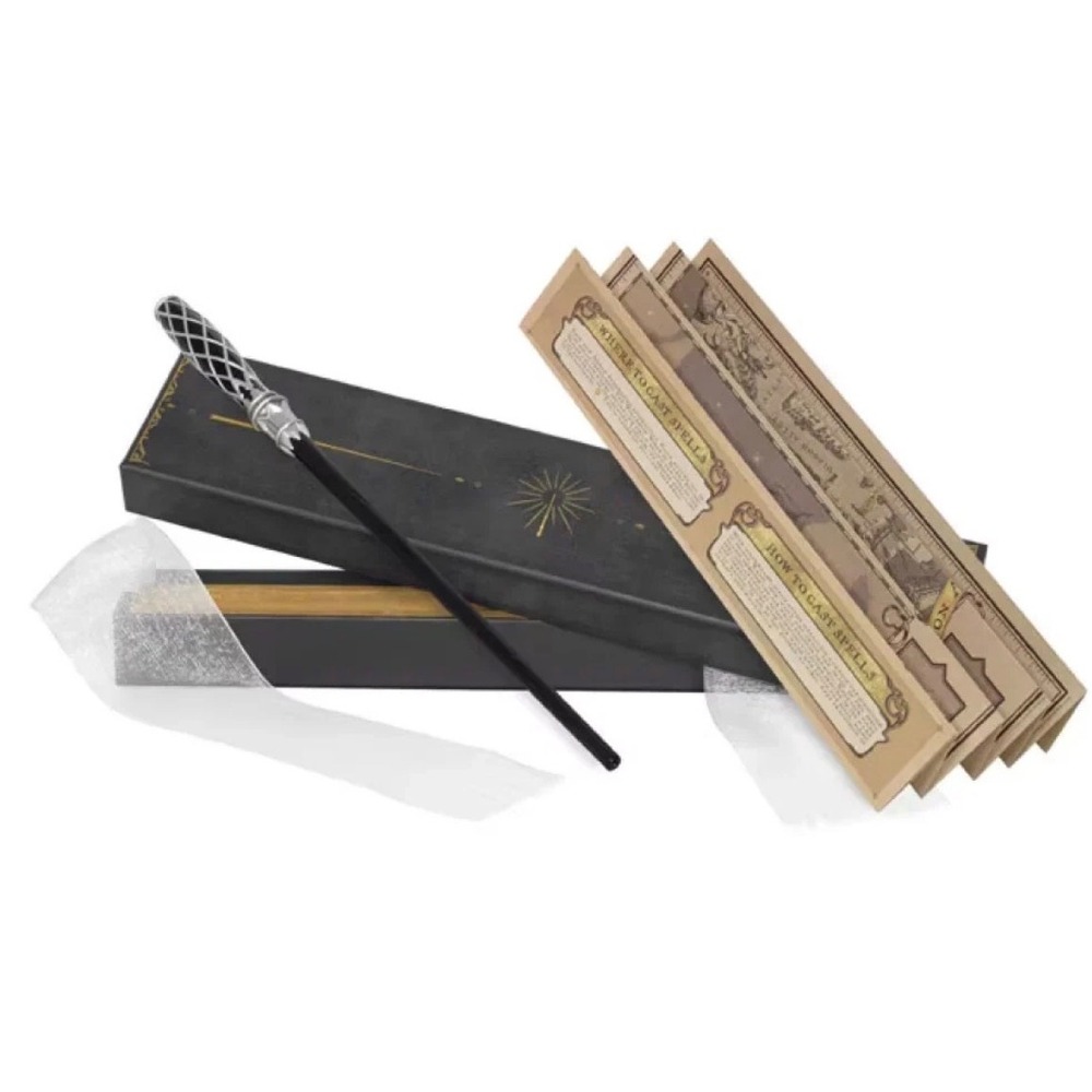 Universal Studios Harry Potter Interactive Wand Black Silver Lattice Handle Box